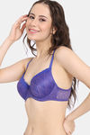 Rosaline Padded Wired 3/4th Coverage T-Shirt Bra - Royal Blue — thumbnail 3